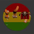 Animated Squirrels And Sloth Characters On Colorful Platform With Red Sofa 3d model