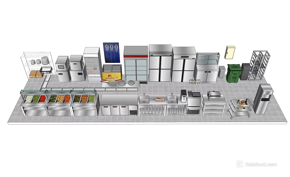 Modern Kitchen Interior With Stainless Steel Appliances Island Counter And Cabinets 3d model 