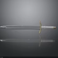 Classic Decorative Sword With Silver Blade Light Wooden Hilt And Reflection On Dark Background