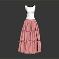 Pink Layered Skirt With White Top And Frilled Ruffles For Daily Use