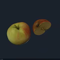 Whole Red and Green Apple with Sliced Half on White Background