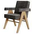 Modern Fabric Accent Chairs With Light And Dark Gray Colors And Wooden Legs