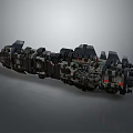 Detailed Futuristic Space Battleship With Advanced Mechanical Structure For Cosmic Exploration