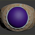 Fashionable Metal Ring With Purple Gemstone And Ornate Engraved Patterns