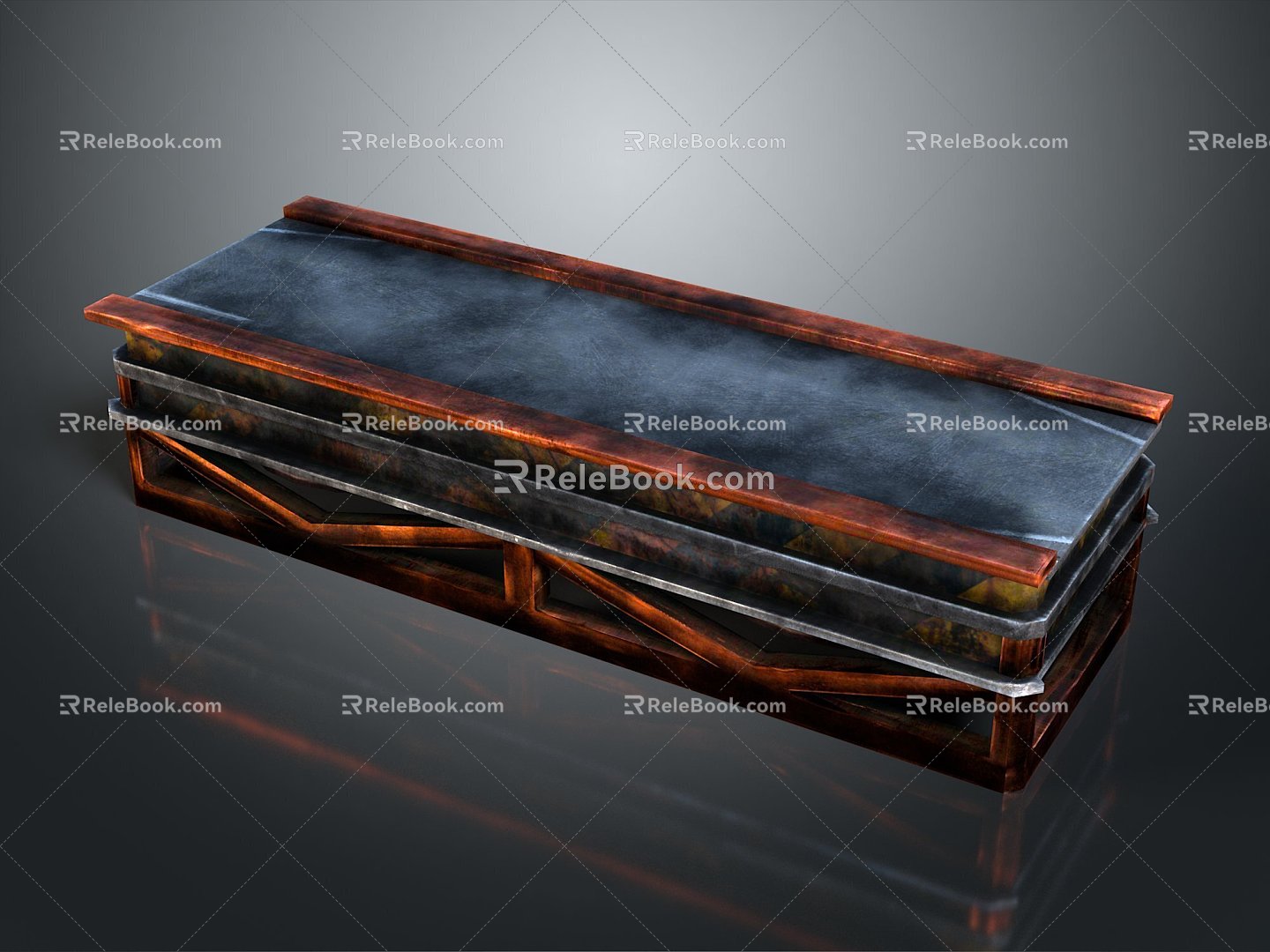 Wooden Coffin Cultural Relics Ancient Wooden Coffin Life Supplies 3d model