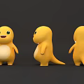 Three Yellow Dinosaur Dolls Display Front Side And Back Views