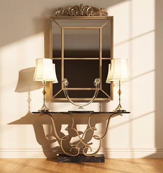 Modern French Style Entrance Cabinet Modern French Style End View Desk French End View Desk French Style Decorative Mirror Table Lamp French Style Table Lamp 3d model