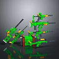 Green Building Block Toy Guns With Multiple Types And Orange Black Parts
