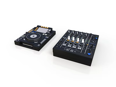 DJ Controller and Mixer Black Electronic Equipment with Knobs Buttons and Display Screen 3d model