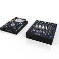 DJ Controller and Mixer Black Electronic Equipment with Knobs Buttons and Display Screen