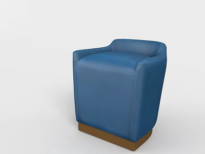 Blue Single Sofa Armchair With Comfortable Upholstered Design And Brown Wooden Base 3d model
