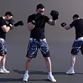 Men In Boxing Poses Wearing Black T Shirts Camouflage Shorts And White Sneakers