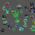 Cartoon Scene Featuring Colorful Plants And Flowers With Various Shapes And Vibrant Colors
