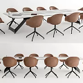 Modern Conference Table Design With Brown Chairs And Rectangular Metal Frame Setup 3d model