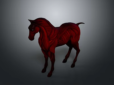 Red Muscular Horse 3D Model With Detailed Texture And Realistic Design 3d model