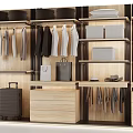 Modern Wardrobe Interior Design With Hanging Clothes Bags Shoes Drawers And Shelves