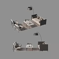 Modern Sofa Coffee Table Set With Matching Chairs And Floor Lamps 3d model