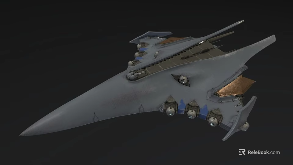 Futuristic Spaceship 3D Model With Sleek Design Multiple Engines And Weapon Turrets 3d model 