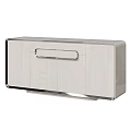 Modern Light Colored Entryway Console Cabinet with Sleek Silver Metal Handle Design