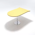 Modern Office Desk With Yellow Tabletop And Metal Round Chrome Base 3d model