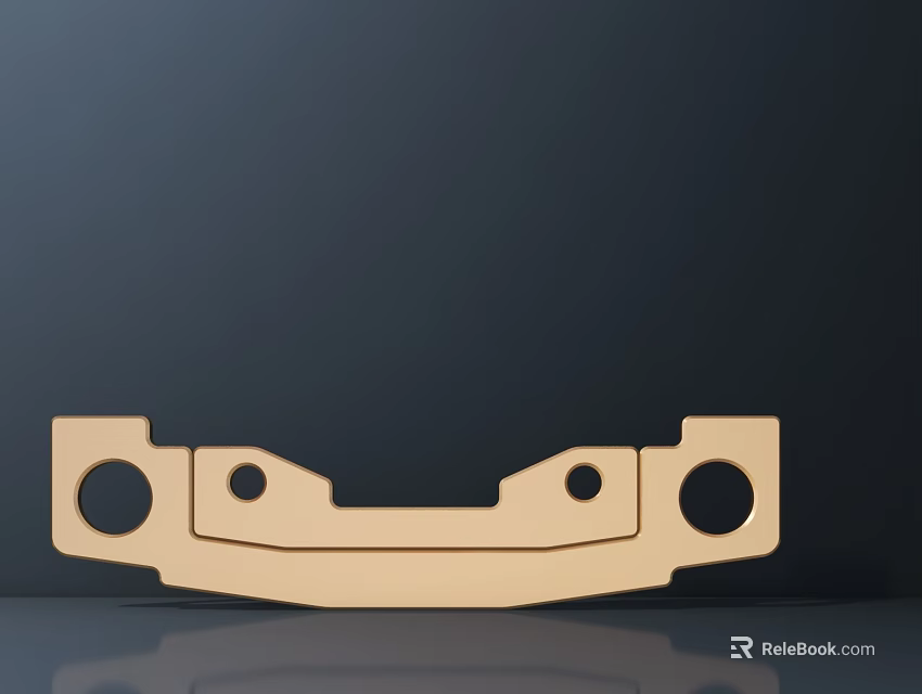 Golden Metal Mechanical Part With Holes And Structural Design Features 3d model 