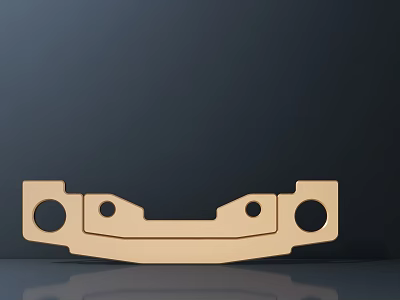 Golden Metal Mechanical Part With Holes And Structural Design Features 3d model
