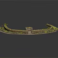 Garden Landscape With Curved Wall Green Plants Stone Pathway And Decorative Structure