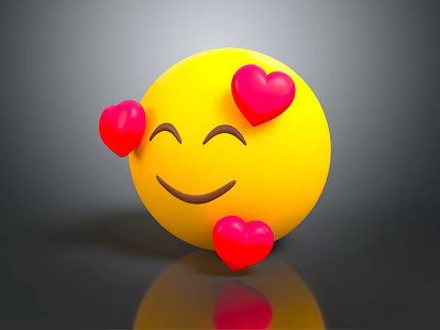 Decorative Ornament Set with Yellow Smiley Face and Red Hearts for Cute Home Decor 3d model
