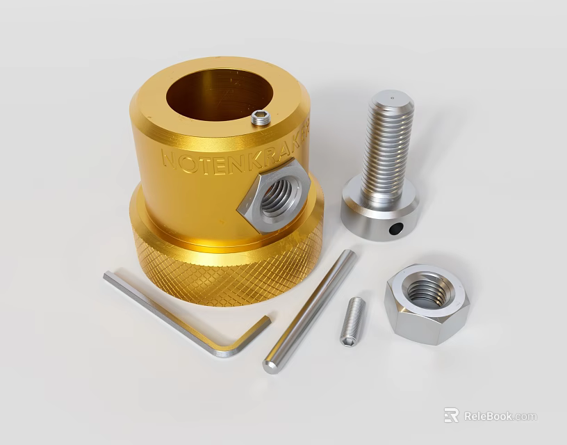 Assorted Metal Hardware Tools with Golden Socket Bolt Hex Wrench Nut and Small Screw 3d model 