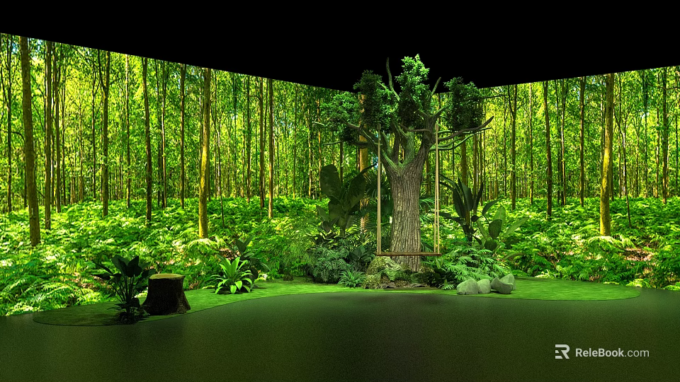 Lush Forest Environment With Tall Trees Green Plants And Natural Surroundings 3d model 