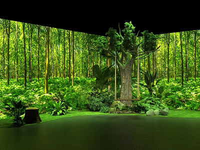 Lush Forest Environment With Tall Trees Green Plants And Natural Surroundings 3d model