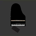 Black Grand Piano With Purple Stool For Home Living Room Decoration Use