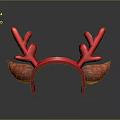 Red Antlers Headband With Orange Ears Cute Decorative Daily Life Accessory