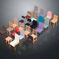 Furniture Collection Of Diverse Colored Chairs And Stools With Various Styles