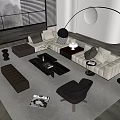 Modern Sofa And Coffee Table Set With Floor Lamp Accent Chair And Throw Pillows