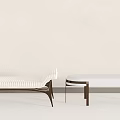 Minimalist Modern Stools Featuring White Striped Design Gold Legs and Black Frame