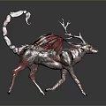 Mythical Deer Creature With Scorpion Tail And Metallic Biomechanical Design
