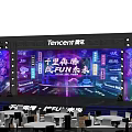 Tencent Themed Event Display With Neon Lights And Futuristic Stage Design