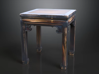 Classic Sofa Coffee Table Set With Square Stone Top And Carved Dark Wooden Legs 3d model