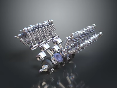 High Precision Engine Mechanical Components With Pistons Connecting Rods And Valve Springs 3d model