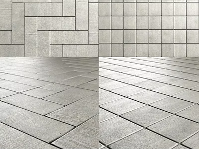 Gray Stone Floor Tiles With Modern Patterns And Layouts For Interior Flooring 3d model