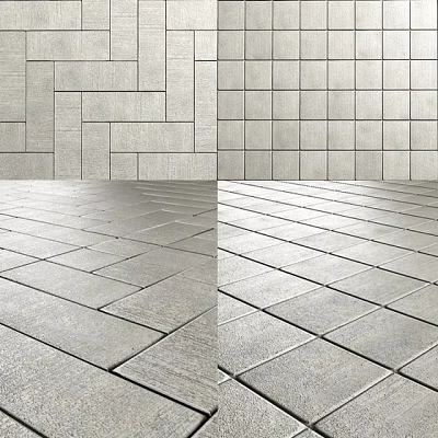 Gray Stone Floor Tiles With Modern Patterns And Layouts For Interior Flooring 3d model