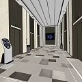 Modern Elevator Hallway Design With Marble Walls Elevator Doors And Patterned Floor 3d model