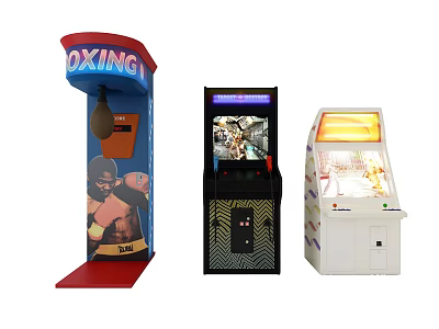 Popular Entertainment Appliances Featuring Boxing Arcade Machine Classic Game Console and Coin Operated Prize Machine 3d model