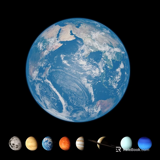 Architectural Globe Decor With Solar System Planets In Interior Design 3d model 