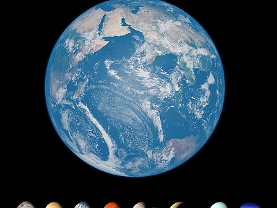 Architectural Globe Decor With Solar System Planets In Interior Design 3d model