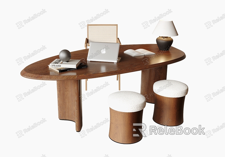 Desk and Chair Combination Stool Desk Desk Ornaments Table Lamp model