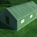 Green Camping Tent With Door Windows In Outdoor Grass And Trees