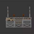 Classical Architectural Platform Model With Arched Supports Staircase Railing And Decorative Candelabra