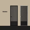 Modern Interior Swing Doors Featuring Vertical Striped Glass And Black Silver Frames 3d model